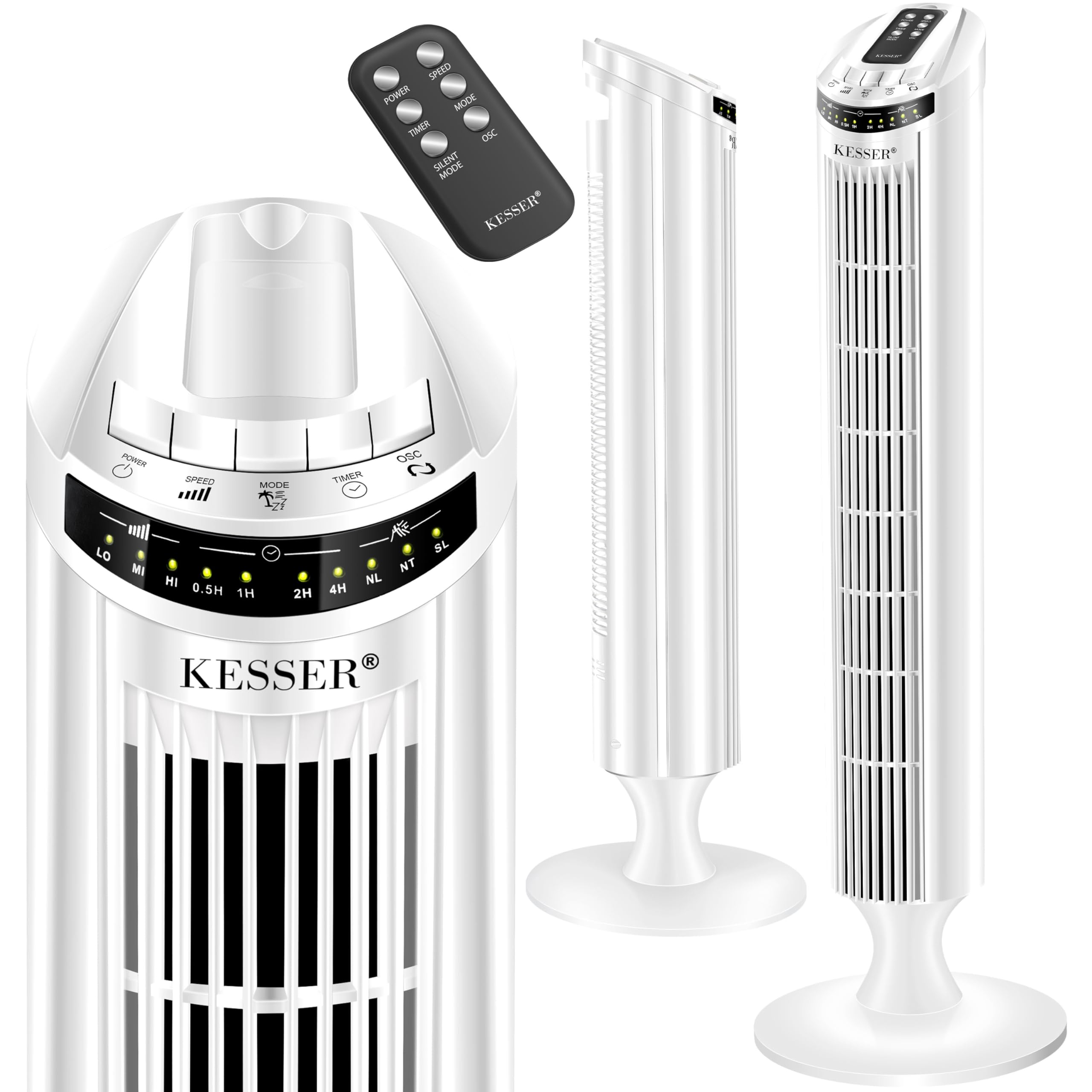 KESSER® Ventilatore a torre con TELECOMANDO - ventilatore a colonna con display a LED - ventilatore a piantana - climatizzatore