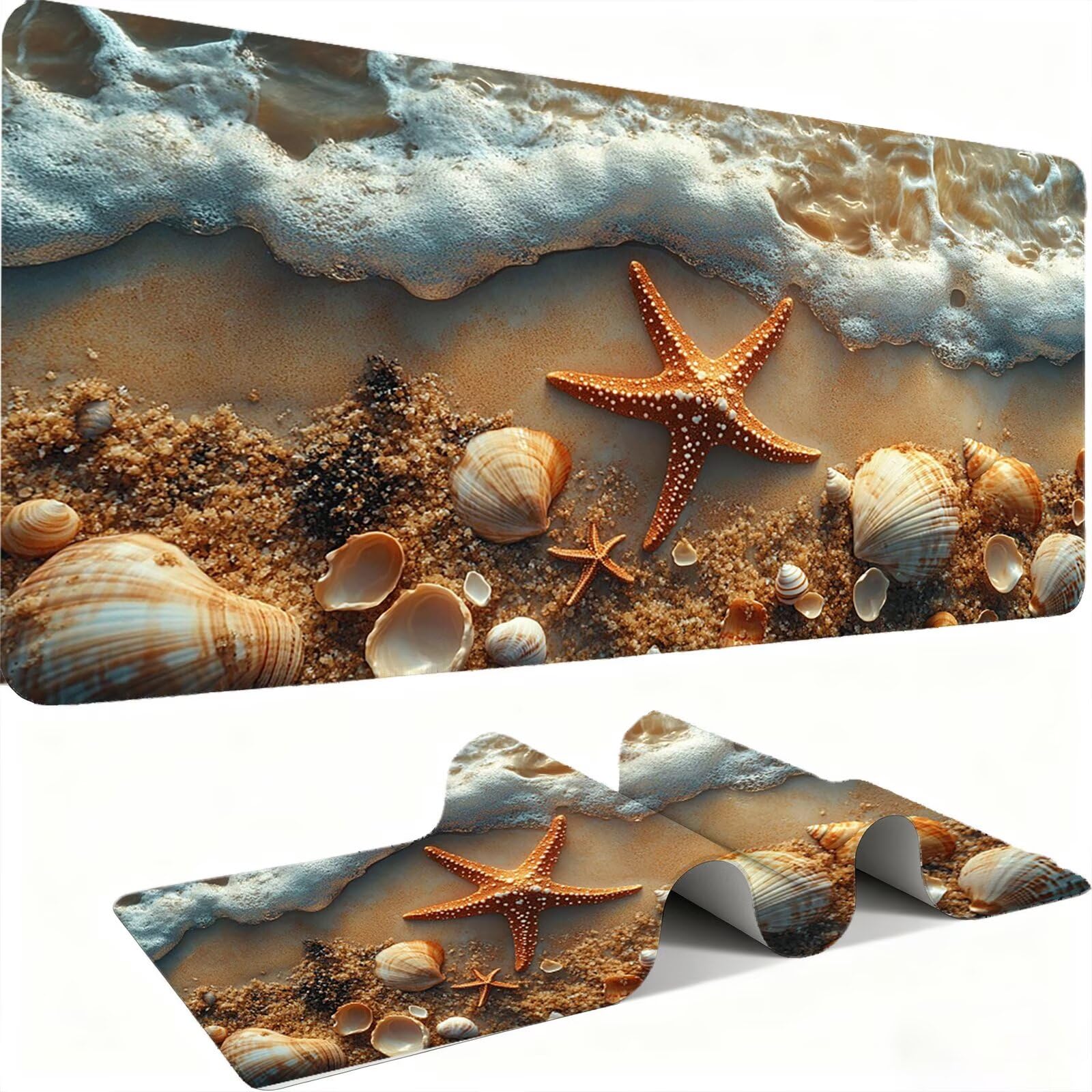 Podkładka pod mysz XXL krajobraz/morze 1500 x 800 mm duża podkładka pod mysz szyte krawędzie wodoodporna antypoślizgowa duże rozszerzone akcesoria biurowe do PC, przenośna poprawia dokładność i