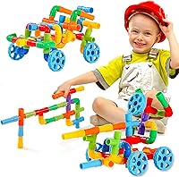 Vista 2 de Pipe Building Toys, Early Learning Educational Tubular Pipes, Kids Building Blocks, STEM Toys for 3 Year Old + Boys and Girls, 72 Pcs Stim Toy Set