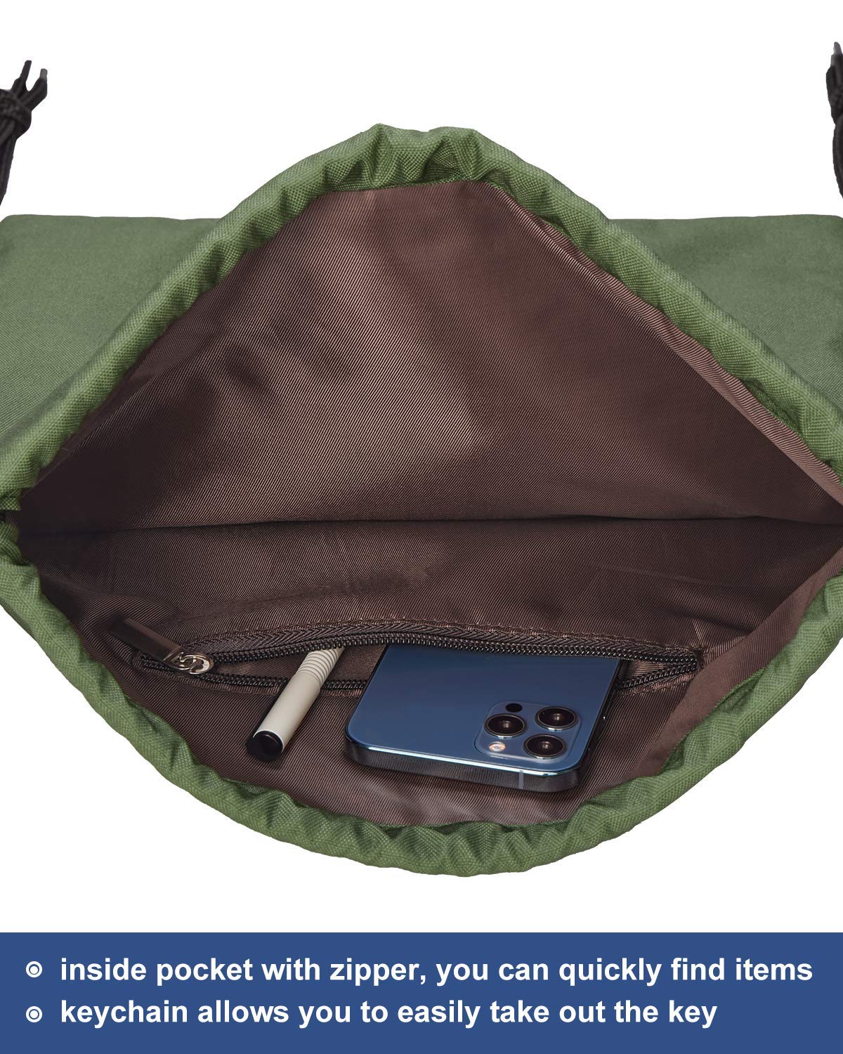 LIVACASA Sacca Sportiva Palestra Coulisse Tasche Interna e al di Fuori Zaino Sportivo da Viaggio Idrorepellenza 5.5L Zainetto Leggero per Uomo Donna Borsa Coulisse