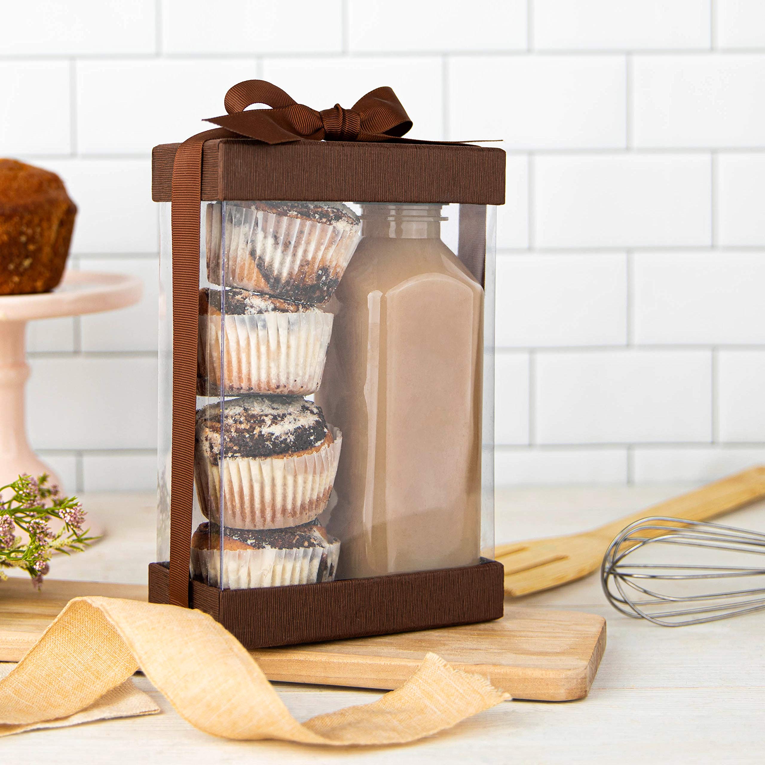 Clear Bakery Boxes - 6 Pack with Ribbon -3