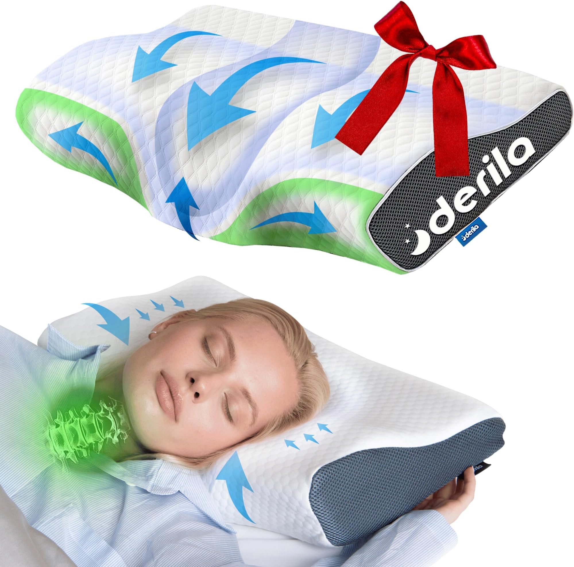 King Cervical Neck Pillow, Memory Foam Contour 23.6 x 13.4 x 4.3 in