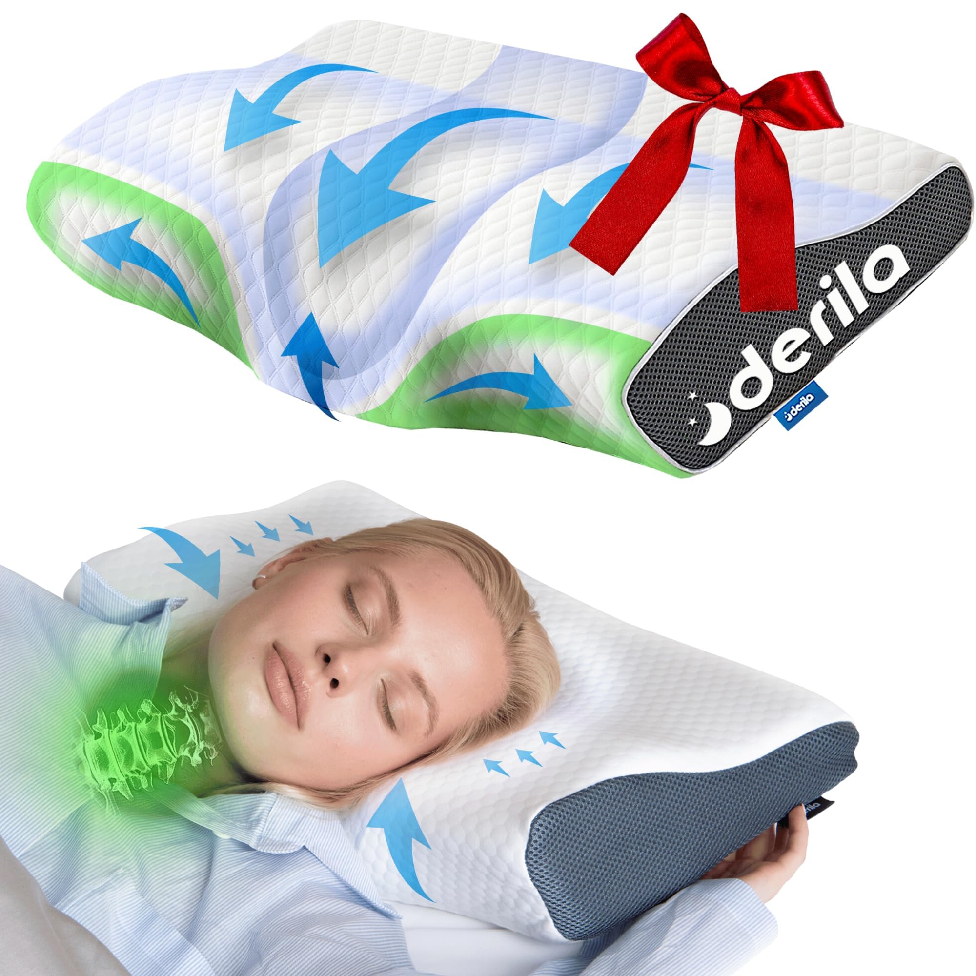 Amazon｜Derila キングサイズ 首枕 睡眠用 頸椎枕 低反発素材 横向き寝