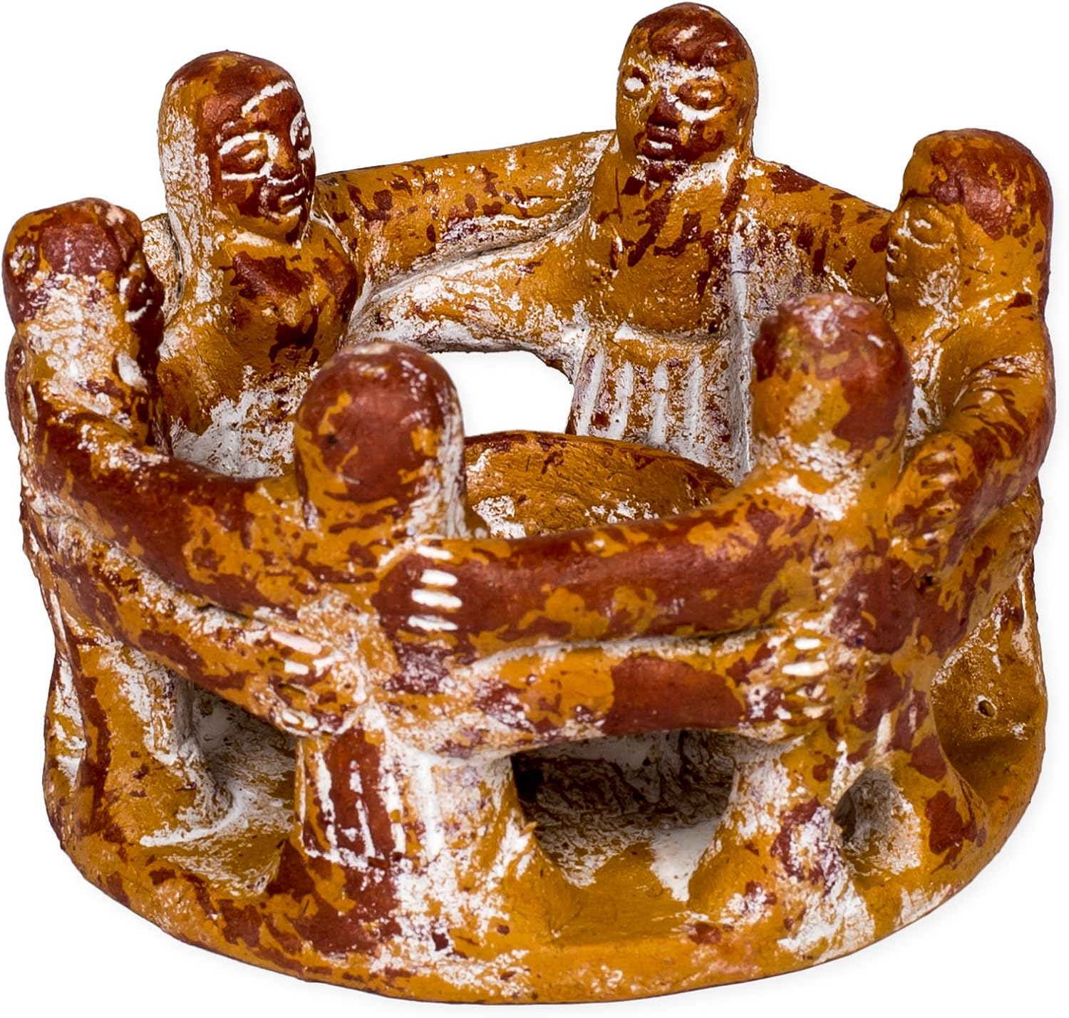 Circle of Friends Traditional 3 x 4.5 Inch Handcrafted Clay Tealight Candle Holder