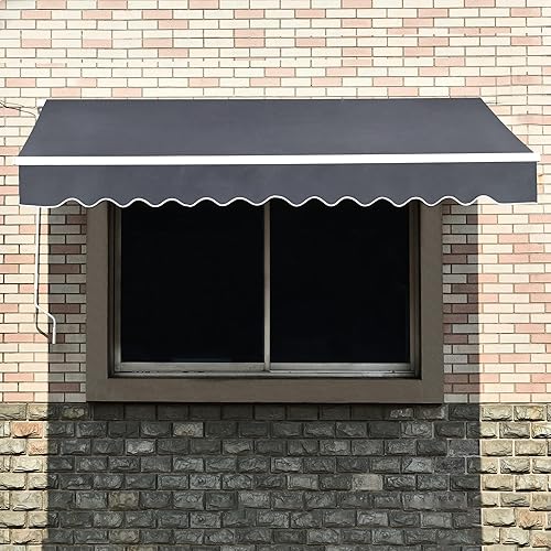Miniatura 7 de MCombo Toldo retráctil motorizado de 12 x 10 pies para puerta de patio, ventana, refugio para exteriores, 12 meses (gris)