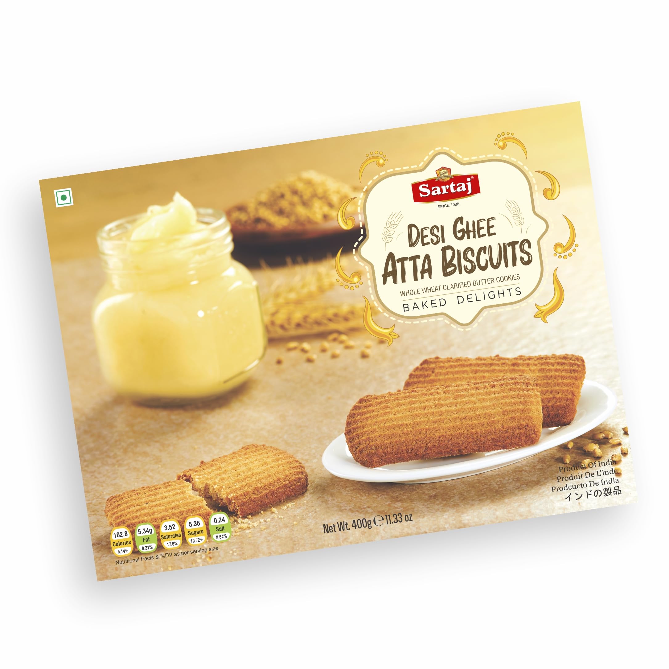 Sartaj Desi Ghee Atta Biscuits, 400g Pack | Whole Wheat Cookie Biscuits | Premium Handmade Atta Cookies (B0CF5TPCCJ) Amazon Price History, Amazon Price Tracker