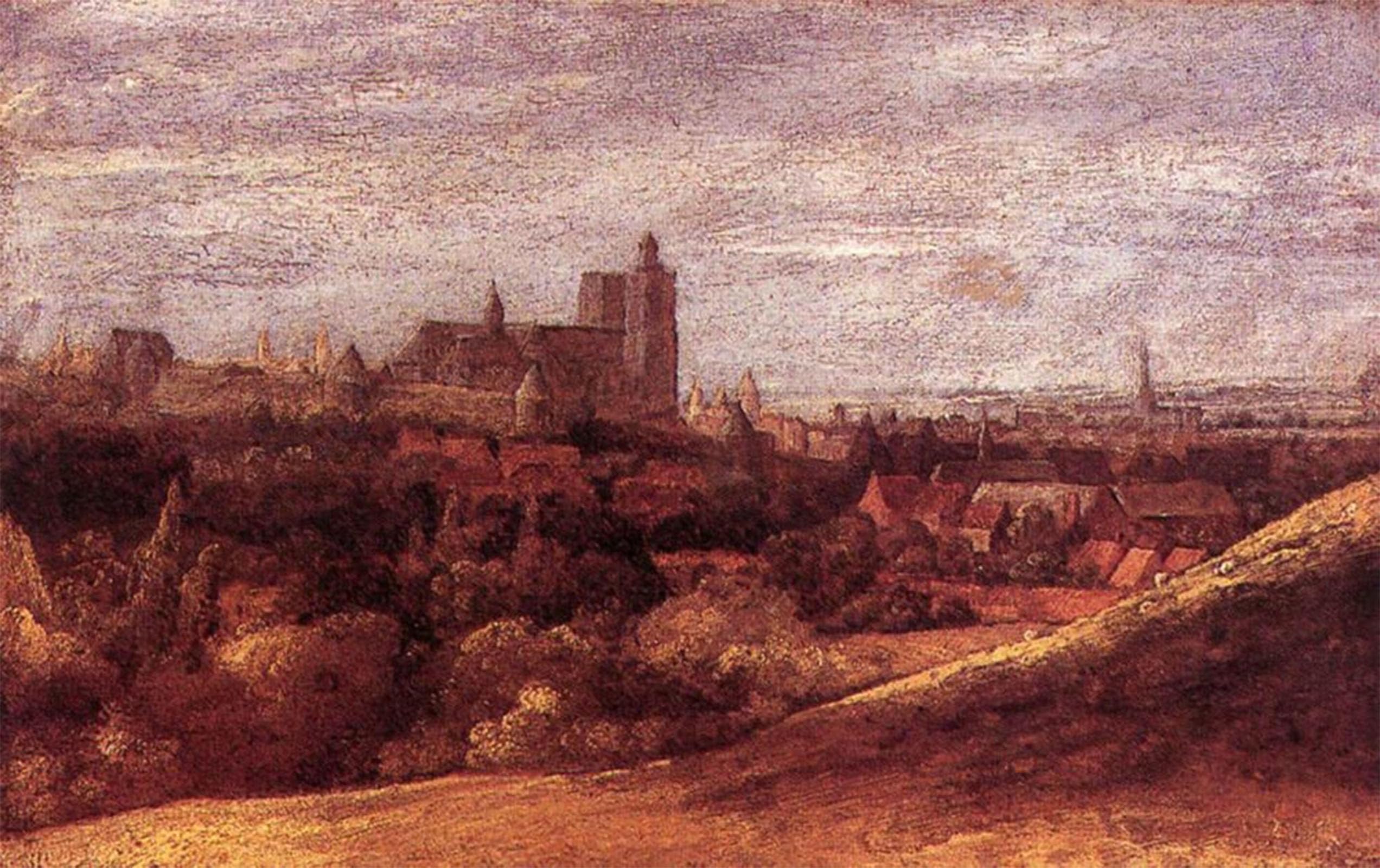 SERENDIPITP Retro Picture Poster Wall Art Pictures Painting View of Brussels From by Hercules Seghers Wall Art Canvas Print for Wall Decor 60x90cm
