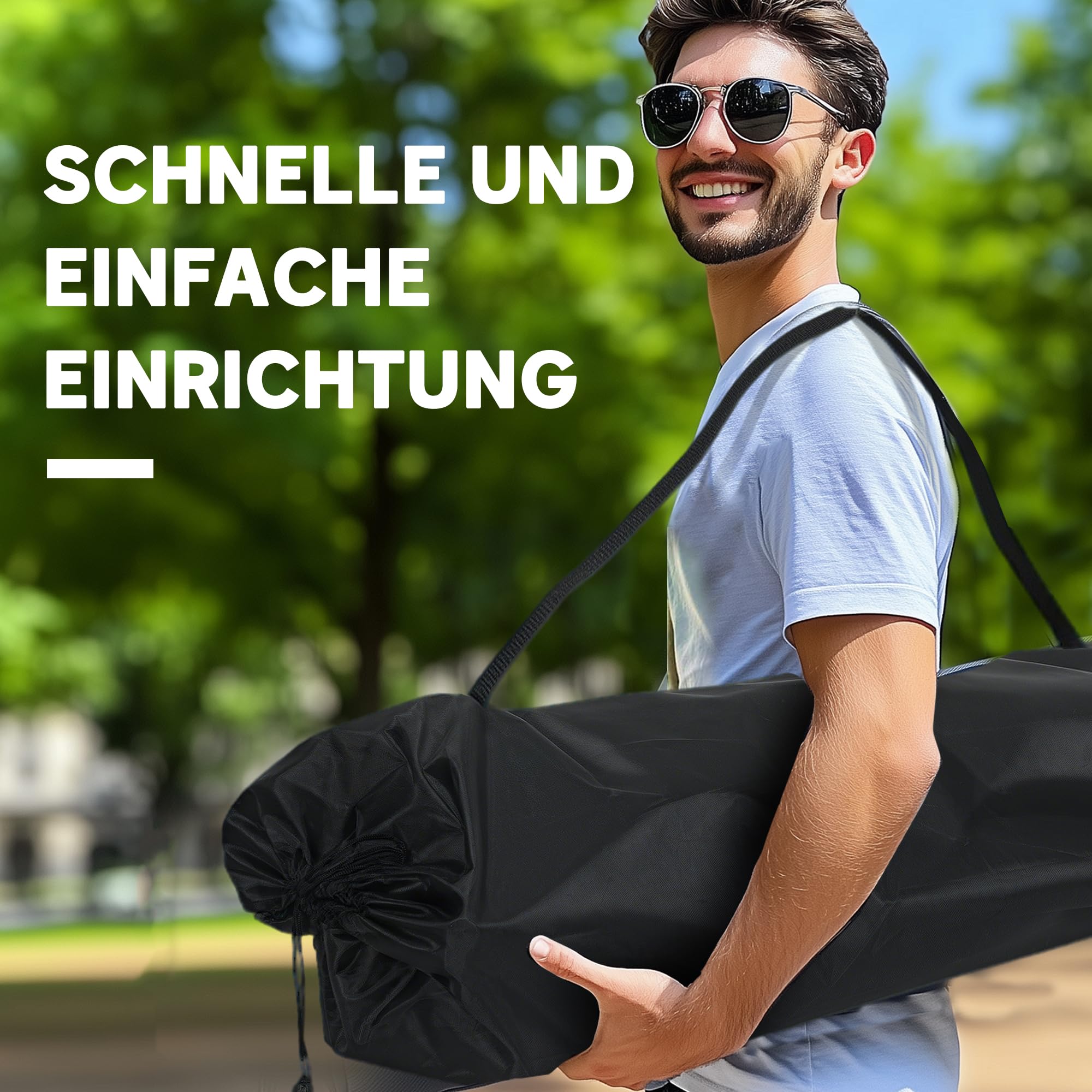 Outsunny Chaise Camping Double avec Porte-gobelet Sac 551 LB Bleu Marine | Porte-gobelet, porte-verre à vin, sac de transport, causeuse pliante, randonnée, pique-nique, plage
