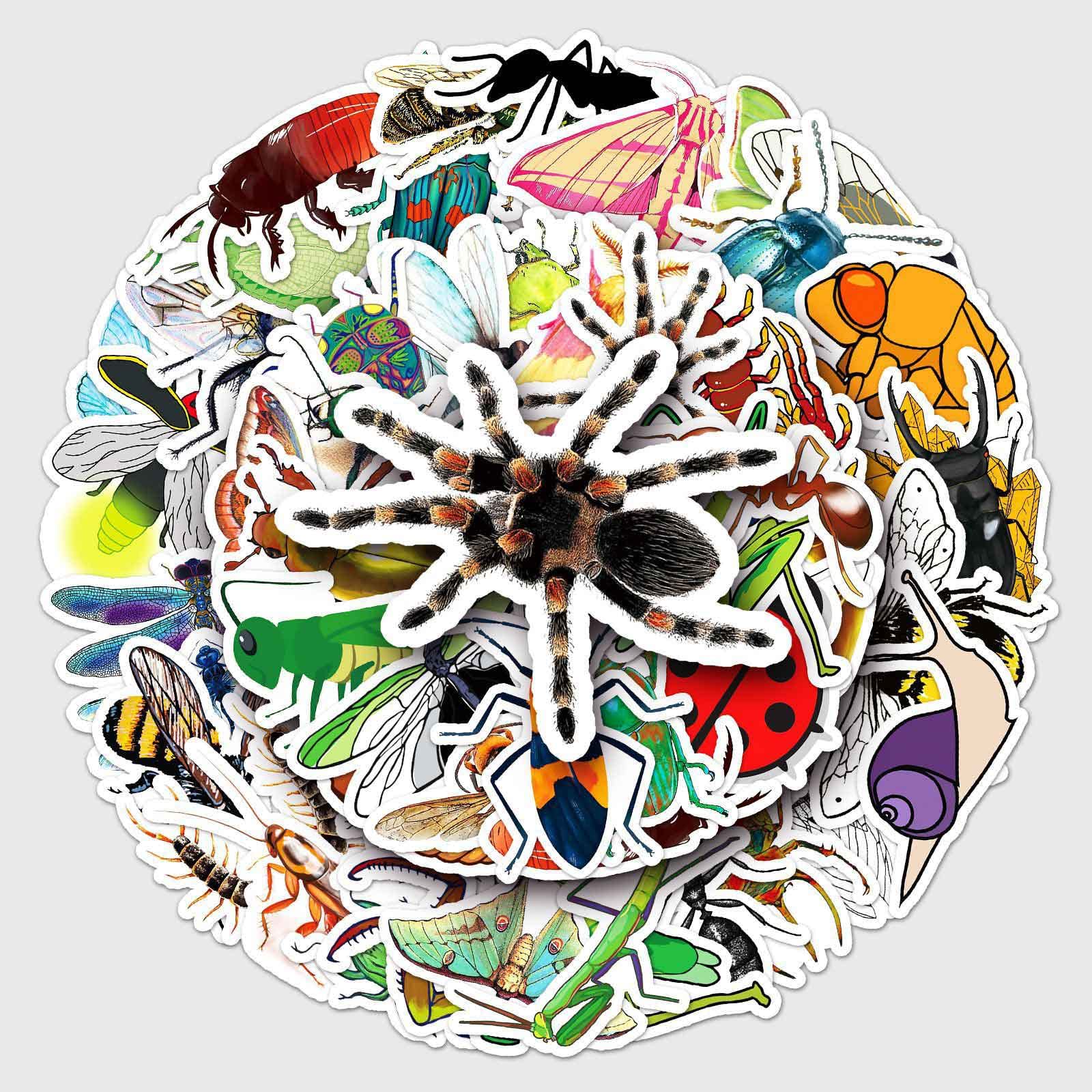Insect Stickers Bug Stickers for Boys Girls Teens,50Pcs Waterproof Vinyl Stickers for Water Bottle Phone Laptop Flasks Luggage Scrapbook Cup Bike Car Notebook