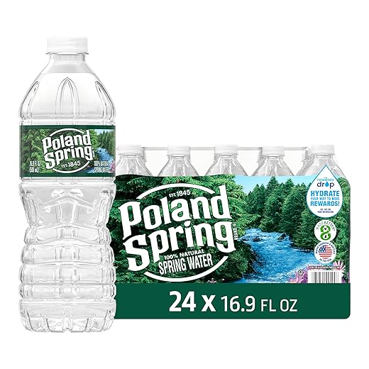 Poland Spring Maine Spring Water Bottles, 24 Pack – Crisp, Still Bottled Water with Naturally Balanced Occurring Minerals & Electrolytes for Taste - 16.9 Fl Oz