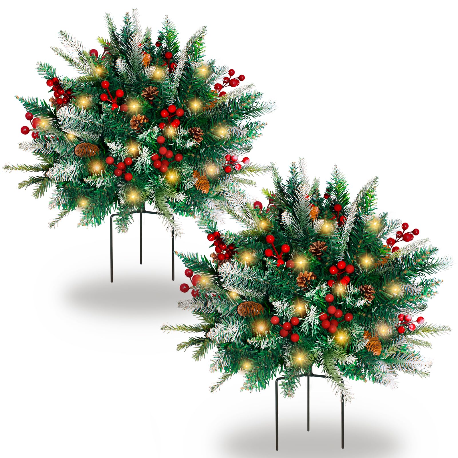 Pre-Lit Pine Urn Filler 2-Pack