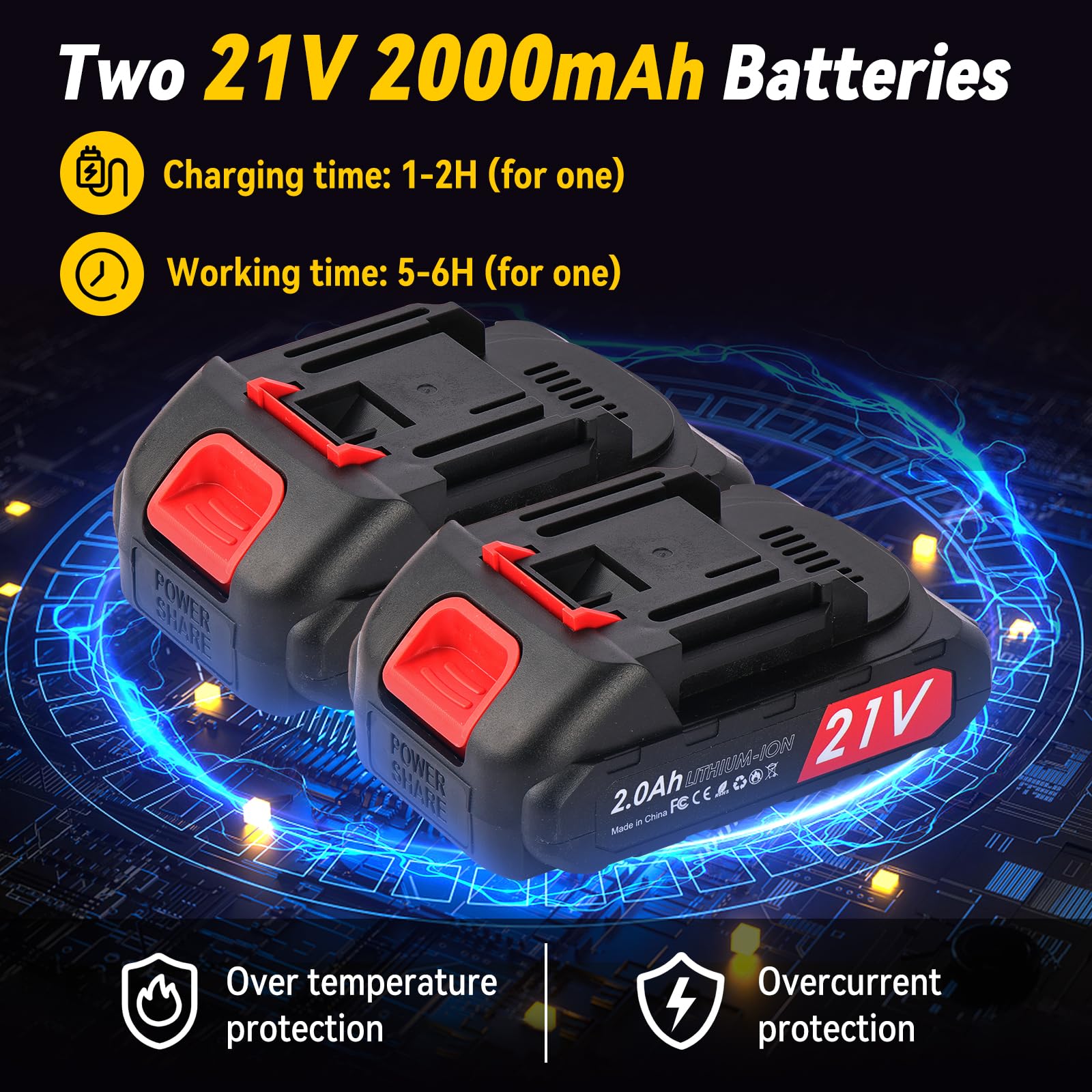 Forbice potatura a batteria con Cavo di Prolunga: 45mm Forbici Potatura a Batteria con 2 Batterie 2000mAh 21V e Lame in Acciaio SK7,Cesoie a Batteria per Potatura per Potatura Giardino, Olivo, Ulivo