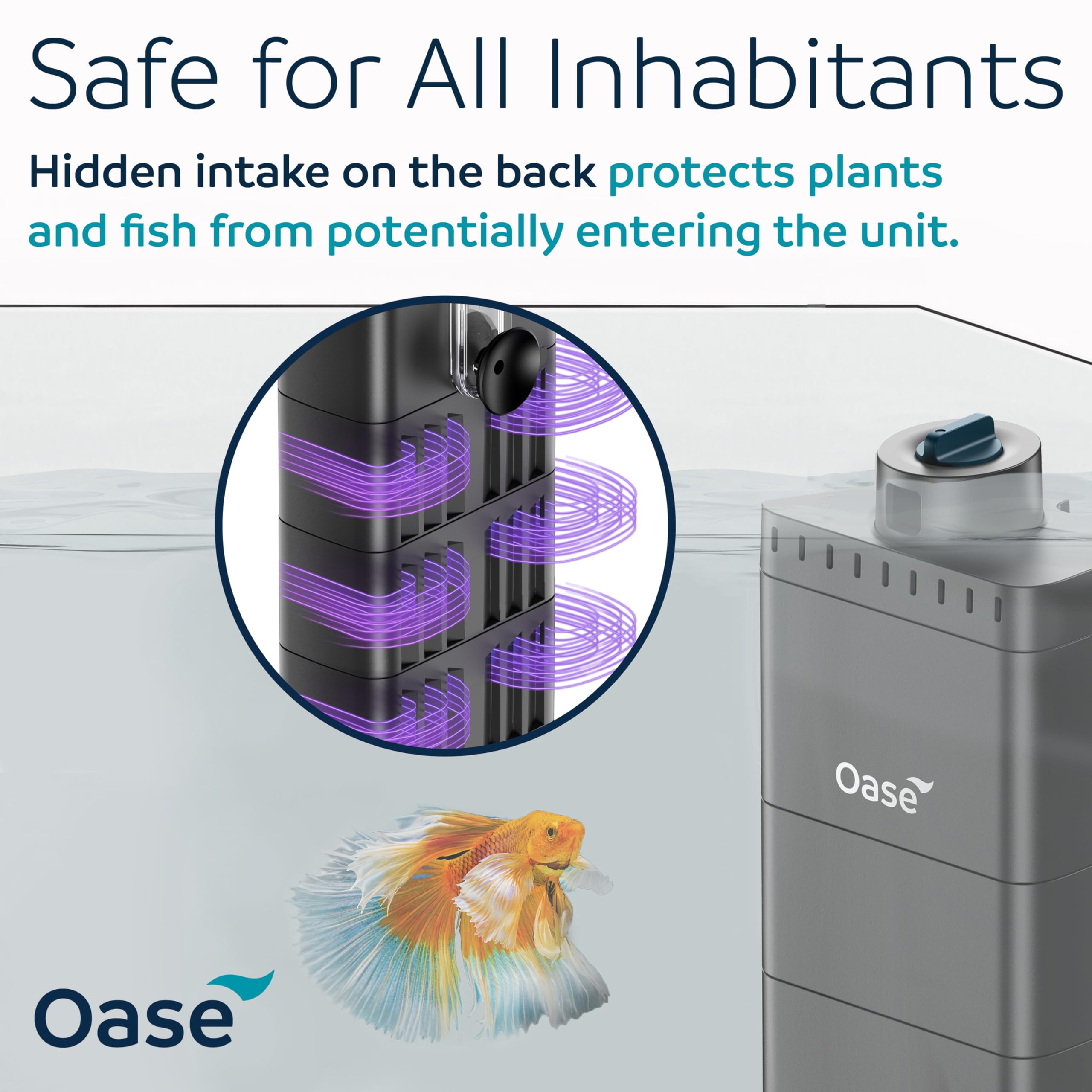 OASE EcoFlow 150 Filtre Interne d'aquarium, pour réservoirs d'eau Douce et d'eau salée jusqu'à 40 gallons, Silencieux, débit d'eau Personnalisable, Filtration en Plusieurs étapes