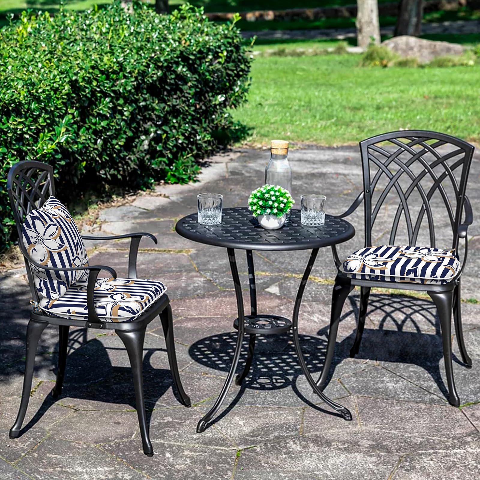 LVTXIII Patio Seat Cushions D16 x W17 Inches Outdoor Chair Pads All Weather Chair Cushions for Garden Patio Furniture Chair Home Set of 2 -Clemens Cabana Navy