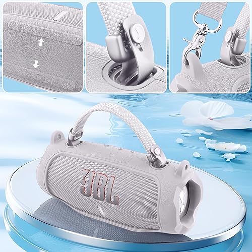 Miniatura 85 de Funda de silicona compatible con JBL Charge 5 portátil impermeable Bluetooth altavoz (funda de silicona negra) Negro cubierta,azul