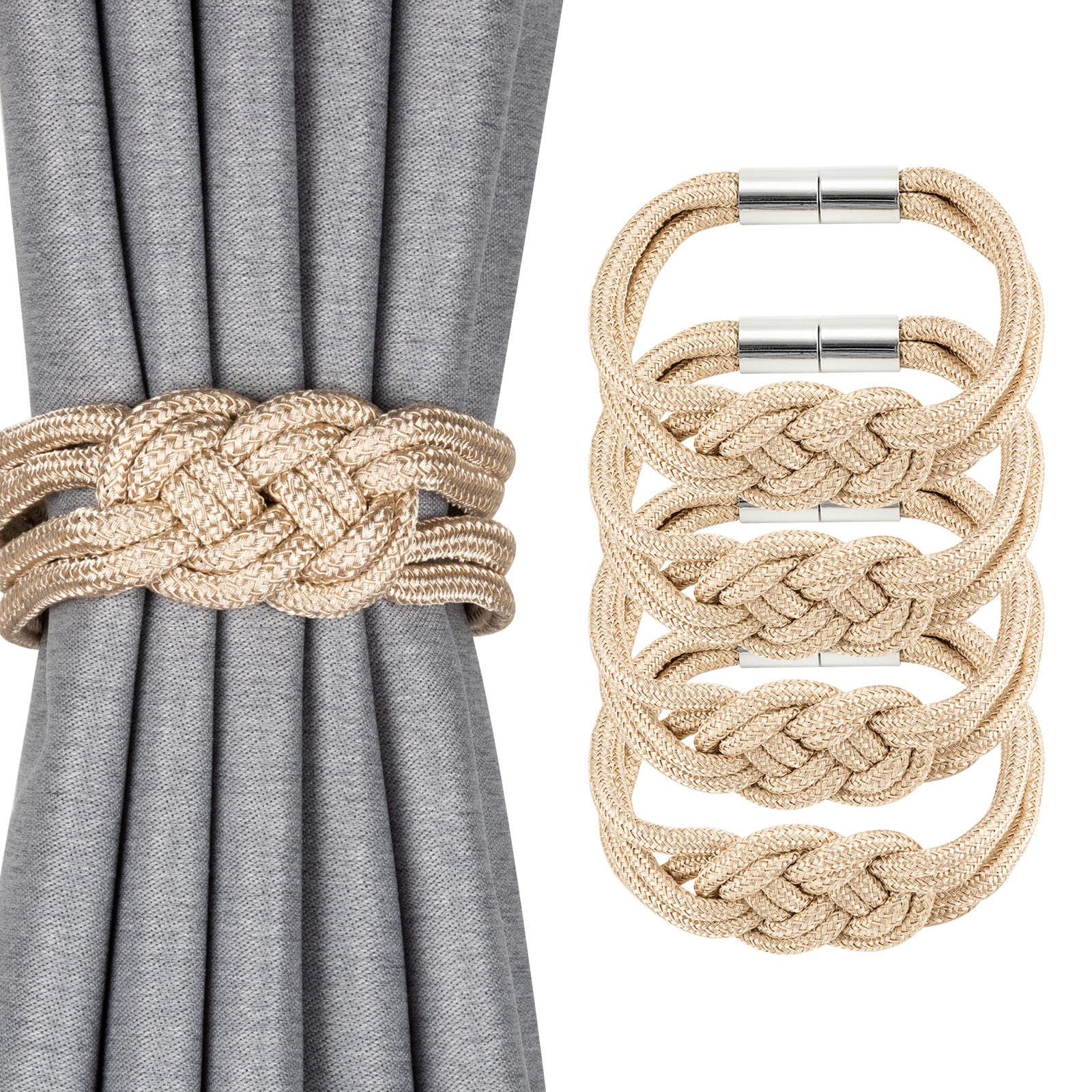 Fermatende Magnetici Decorativi Fatte A Mano Con Corda Intrecciata - Beige (2 Pezzi), Aggiornamento 2022