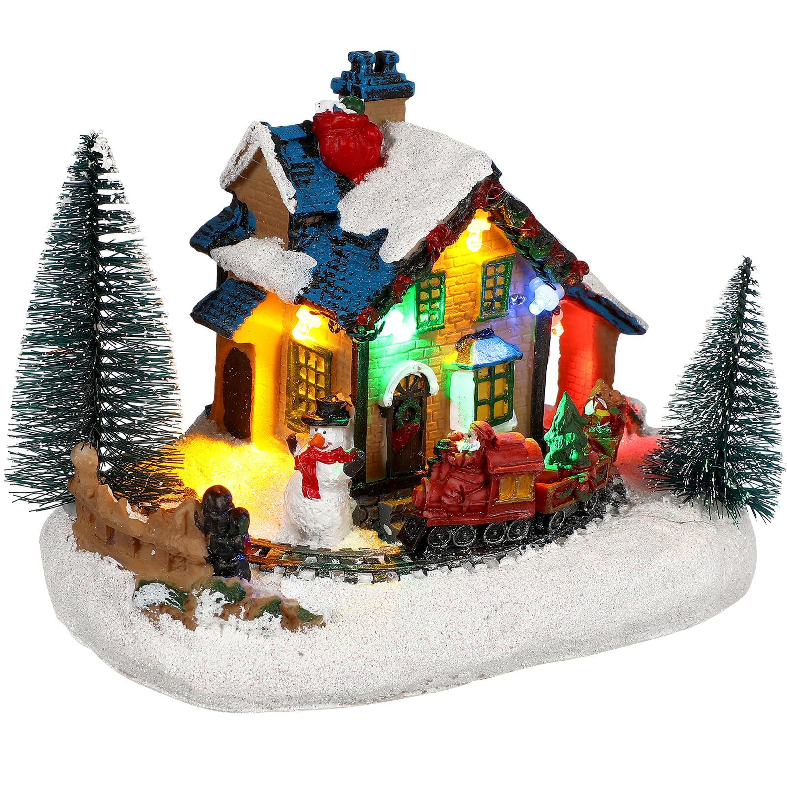 DECHOUS Decorazione Natalizia Luminosa a Forma di Casetta Europea Luci LED Decorazione per Scrivania e Casa per Ufficio Camera da Letto e Festa di Natale senza Colore Casuale