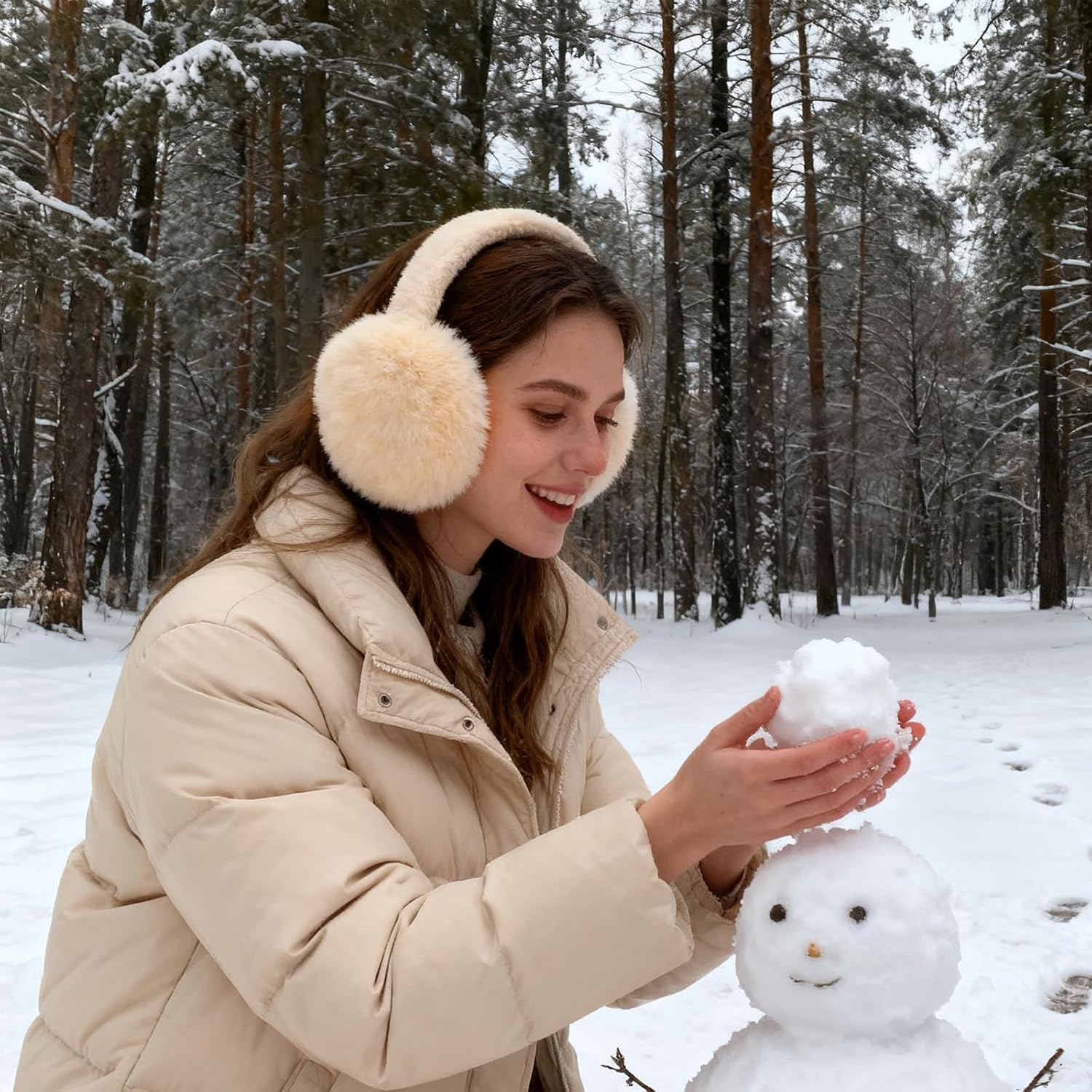 Ear Muffs for Winter Women Adjustable Faux Fur Earmuffs -Ear Warmer Headband for Women & Men