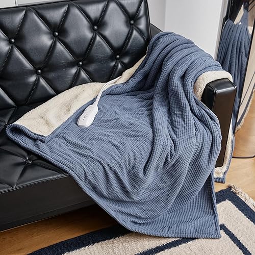 ALLYOULAND Manta térmica de 50 x 60 pulgadas, manta eléctrica con temporizador de 3 horas de apagado automático y 5 niveles de calefacción, manta