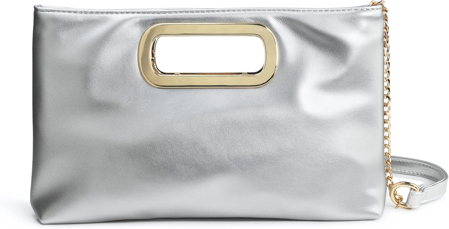 HOXIS Clutch Handbags for Women Cut Out Evening Bag Shoulder Crossbody Purse with Gold Chain