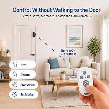 Pool Door Alarms for Home Security Loud, 0-120 Db Volume Ajustable with 4 Modes, Wireless Door Alarm with Remote for Kids Safety/Dementia Patients/Home/Pool (2 Sensor & 1 Remote)