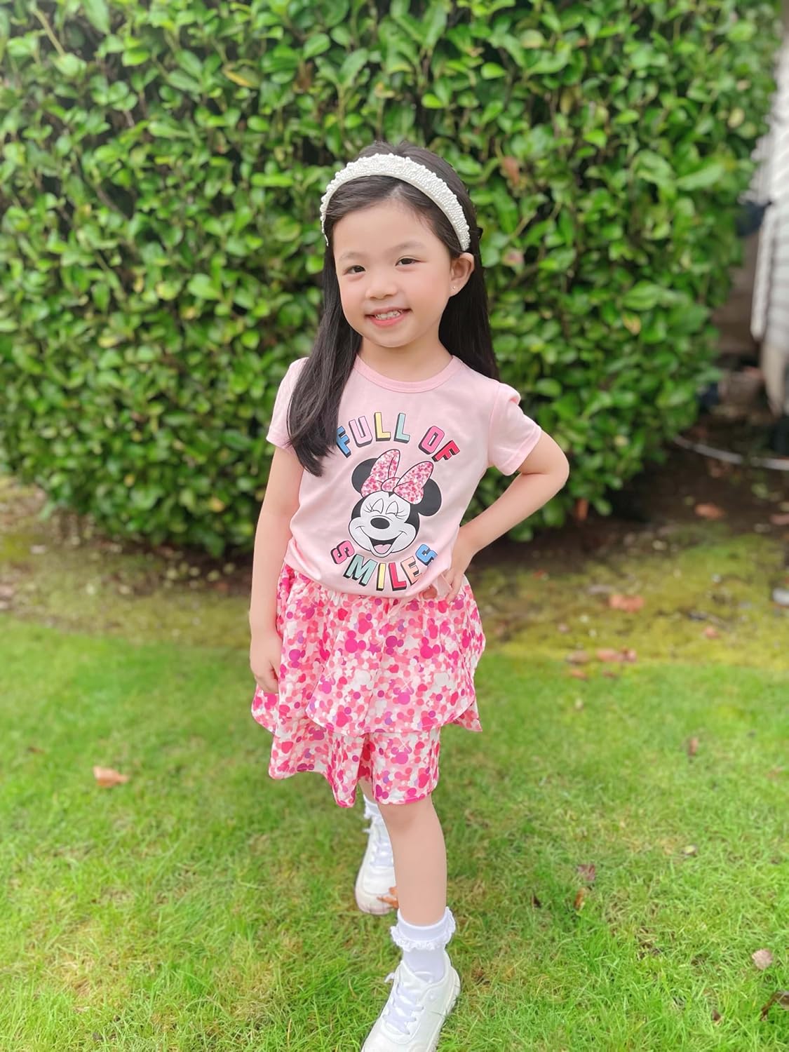 Disney Frozen Elsa Stitch Minnie Princess Toddler Girls' T-Shirt & Double Ruffle Skirt 2 Piece Outfit Summer Clothes Set 2-9Y - Image 4