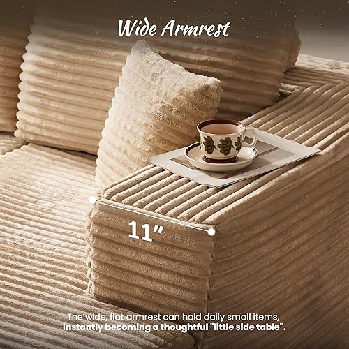 Miniatura 6 de ovios Sofá modular Moudular sin hueso de 104 pulgadas con tela con purpurina, sofá modular con asiento profundo, no requiere montaje, sofás modernos