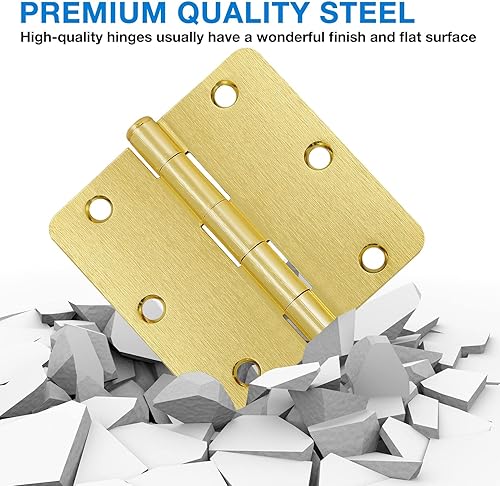 Miniatura 4 de JIW Paquete de 12 bisagras de puerta de níquel satinado de 3.5 pulgadas de radio de 14