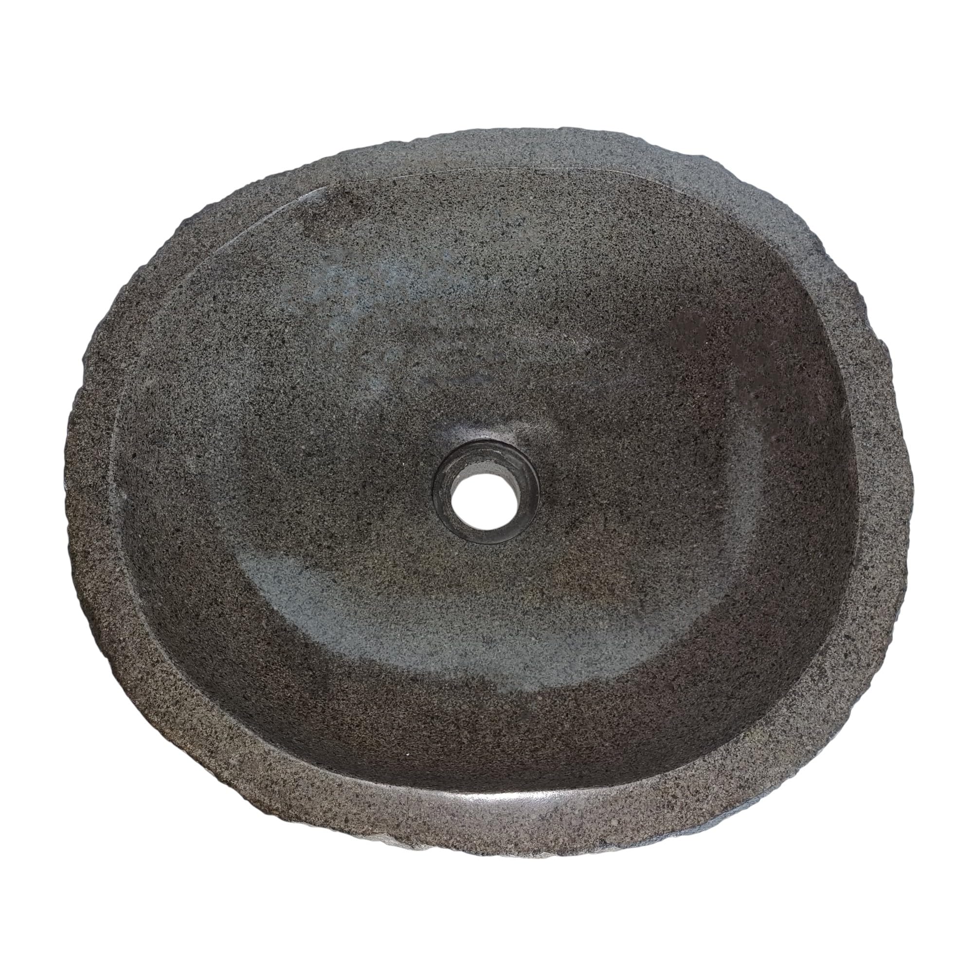 Lavabo Ovale en Pierre de Rivière - Pierre Naturelle - Évier de salle de bain - Vasque à Poser de Toilette - Brillant - Lave-mains moderne (Gris, 40-45x30-35cm)