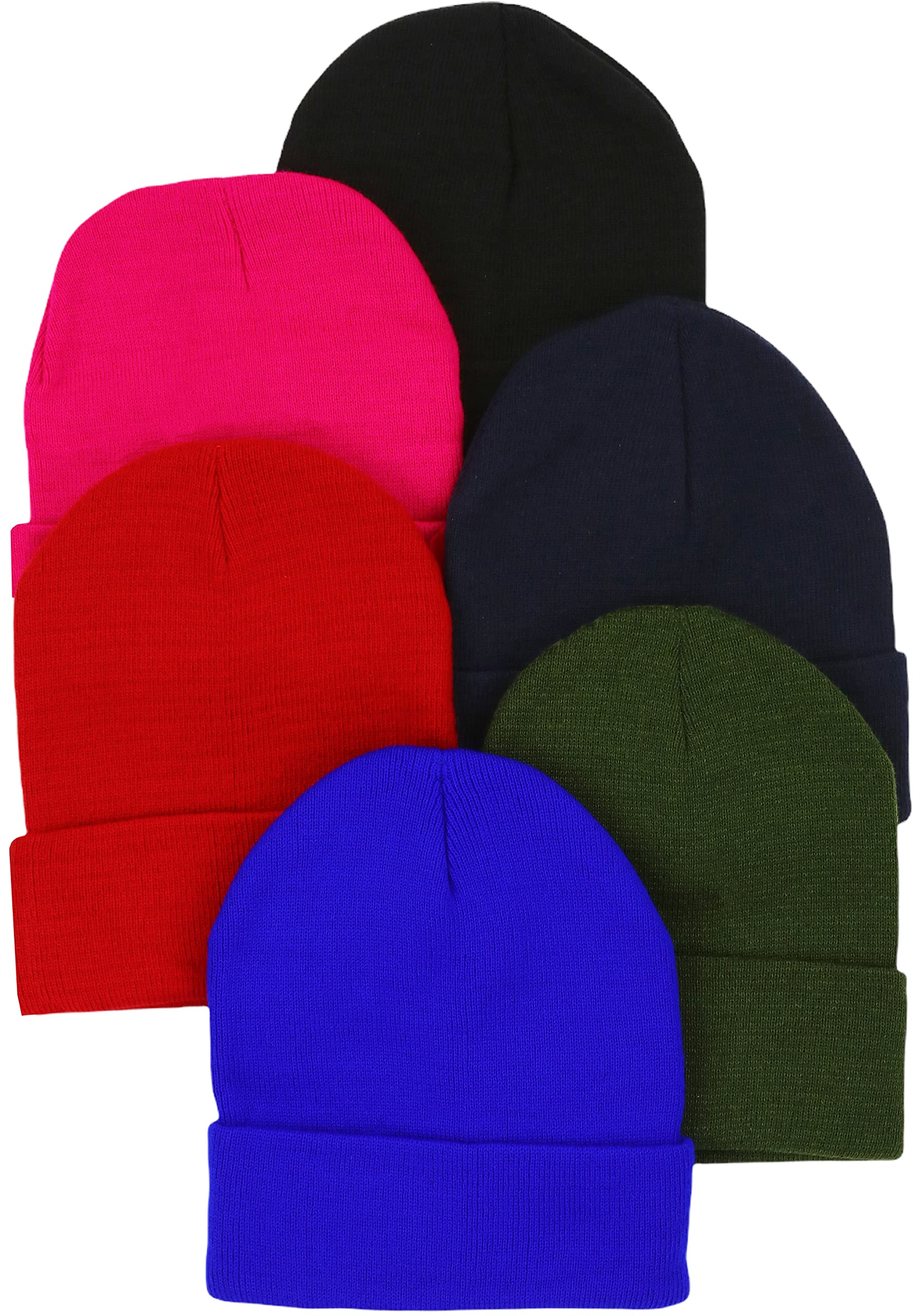 ToBeInStyle 6 Pack Kids' Soft &amp; Stretchy Knitted Acrylic Winter Beanies
