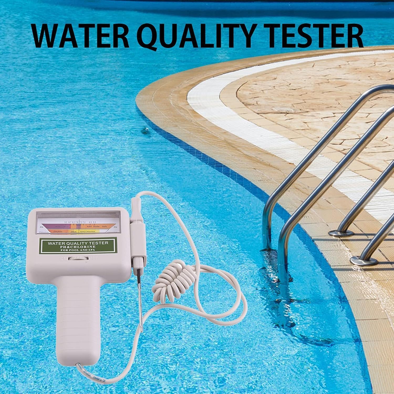 Przenośny tester pH, cyfrowy miernik chloru, tester jakości wody do basenu SPA, precyzyjny czujnik sondy, duży ekran, do akwarium