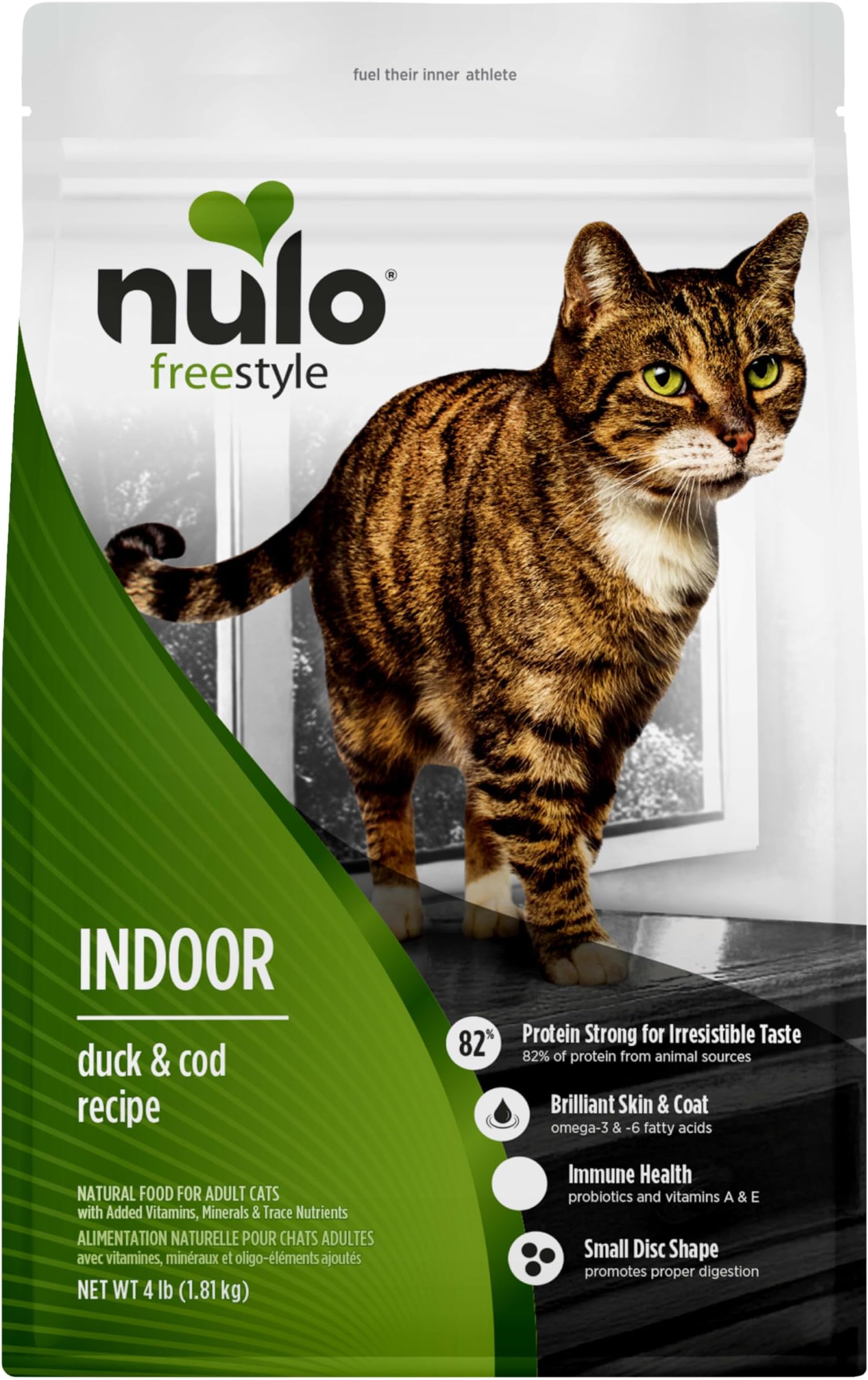 FreeStyle Dry Cat Food Indoor - Duck & Cod, High Protein Grain-Free Dry Cat Food, Natural Kibble with Probiotics and Omegas Fatty Acids, 4lb Bag