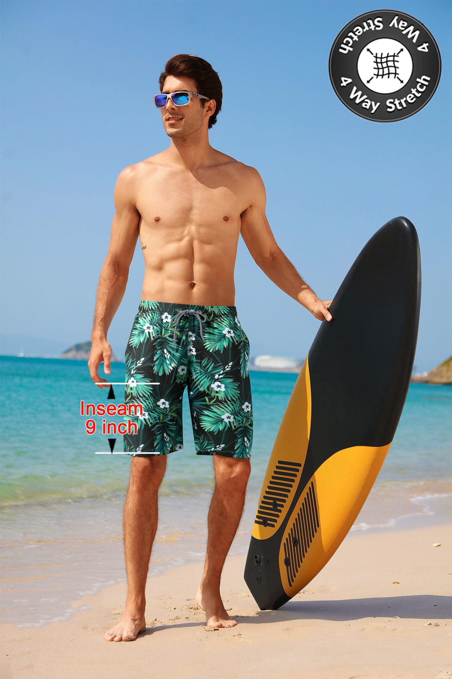 APTRO Costumi Pantaloncini da Bagno Uomo Mare Surf Piscina Stampa Hawaiana Estiva Grande Asciugatura Rapida con Fodera in Rete