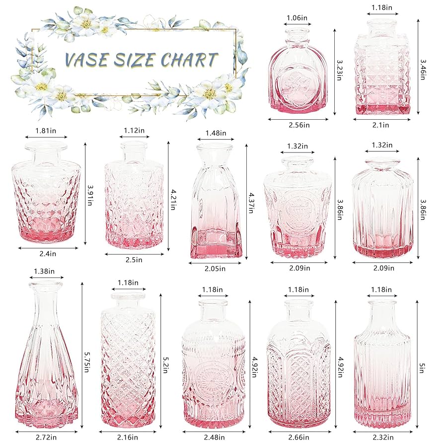 SUPMIND 12Pcs Glass Bud Vase Set, Small Flower Vase for