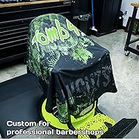 Vista 2 de Capa de peluquero personalizada, capas impermeables personalizadas para corte de pelo de salón con cierre a presión ajustable, Blanco