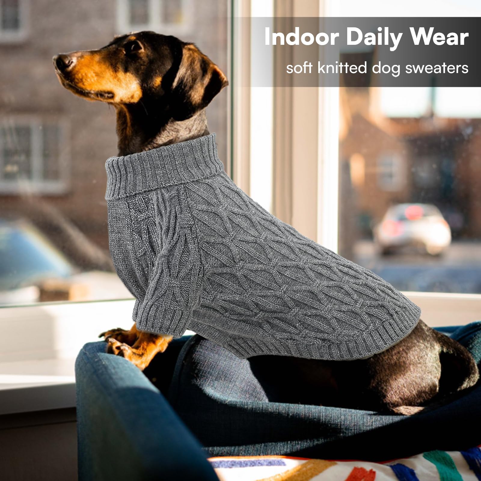 Queenmore Maglioni Natalizi per Cani, Morbida e Calda, Maglione Cane per Razze Medie come Cane Corso Jack Russell e Bassotto, Grigio, M