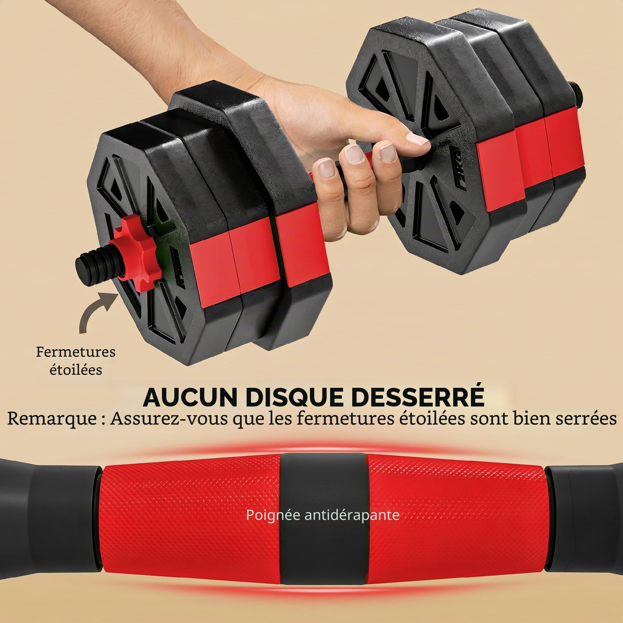 SPORTNOW 6-in-1 Hantelset Kurzhantel Set Kurzhanteln Langhanteln verstellbar 15/20/25/30 KG Hanteln Set Dumbbell mit Verbindungsrohr Sternverschlüsse Kurzhantelset für Krafttraining Zuhause