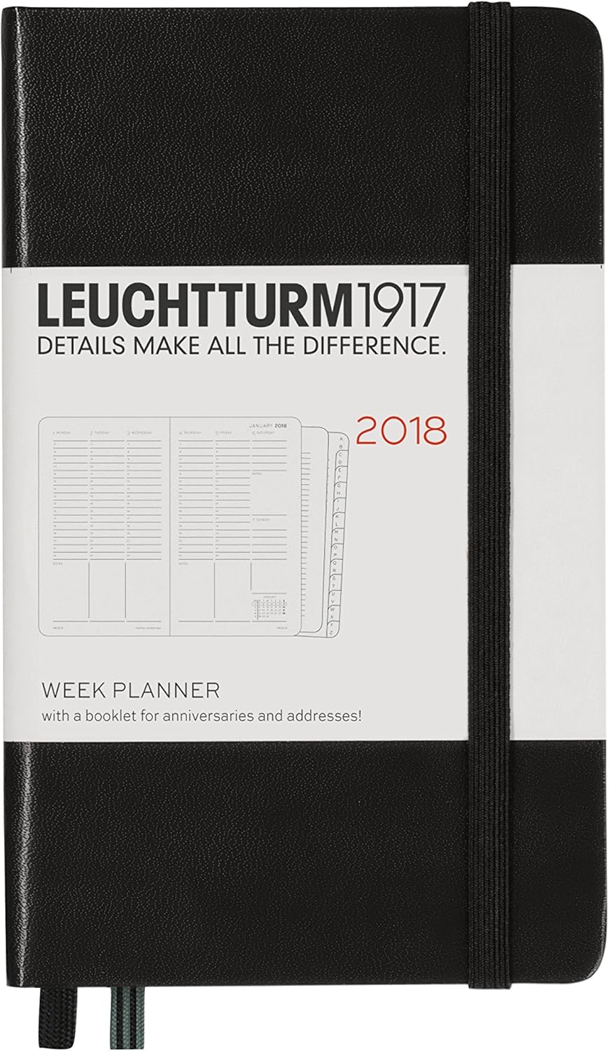 LEUCHTTURM1917 355262 Week Planner Medium (A5) 2018, Black, English
