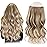 Sassina Invisible Wire Hair Extensions Real Human Hair with Transparent Wire Adjustable Size Secure Clips Natural Straight Secret Miracle Hairpiece, Ombre Highlight 8-8/22 18 Inch 80 Gram