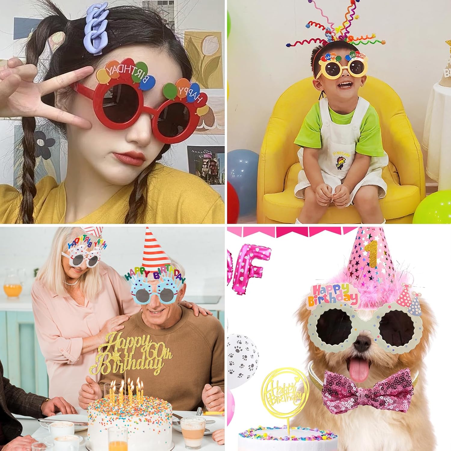 12 Pairs Happy Birthday Sunglasses Colorful Funny Photo Props Sunglasses Novelty Birthday Party Sunglass Birthday Glasses for Adults Birthday Party Favors - Image 5