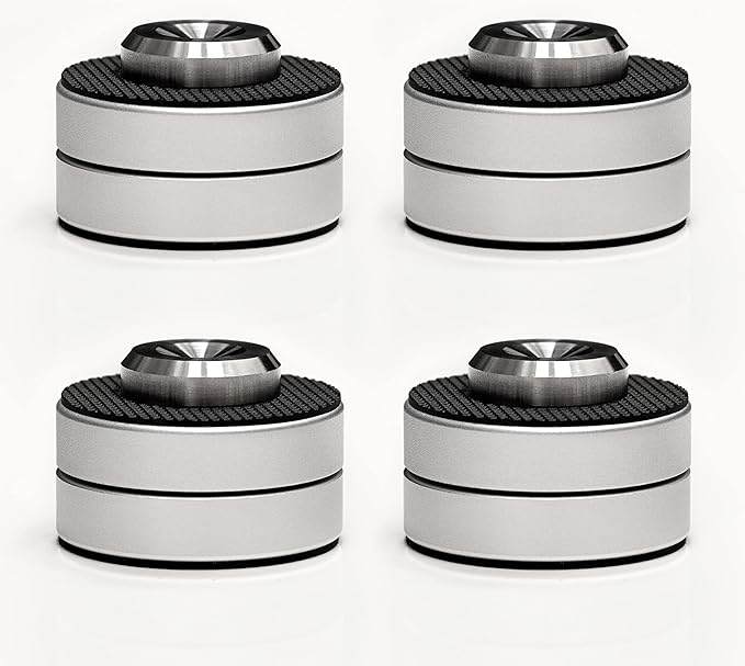 ARGENTO) 4 PZ Supporto Isolante Giradischi In Alluminio - Foto 6