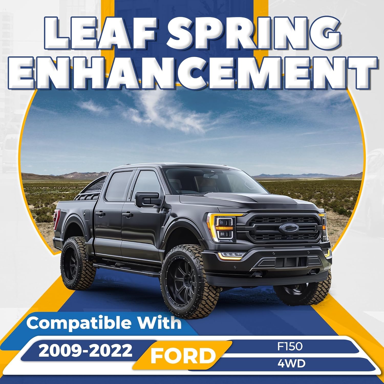 Rear Leaf Spring Suspension Kit Compatible with 2009-2025 Ford F150 4WD Heavy Duty Suspension Leaf Spring Enhancement Kit Powder Coated