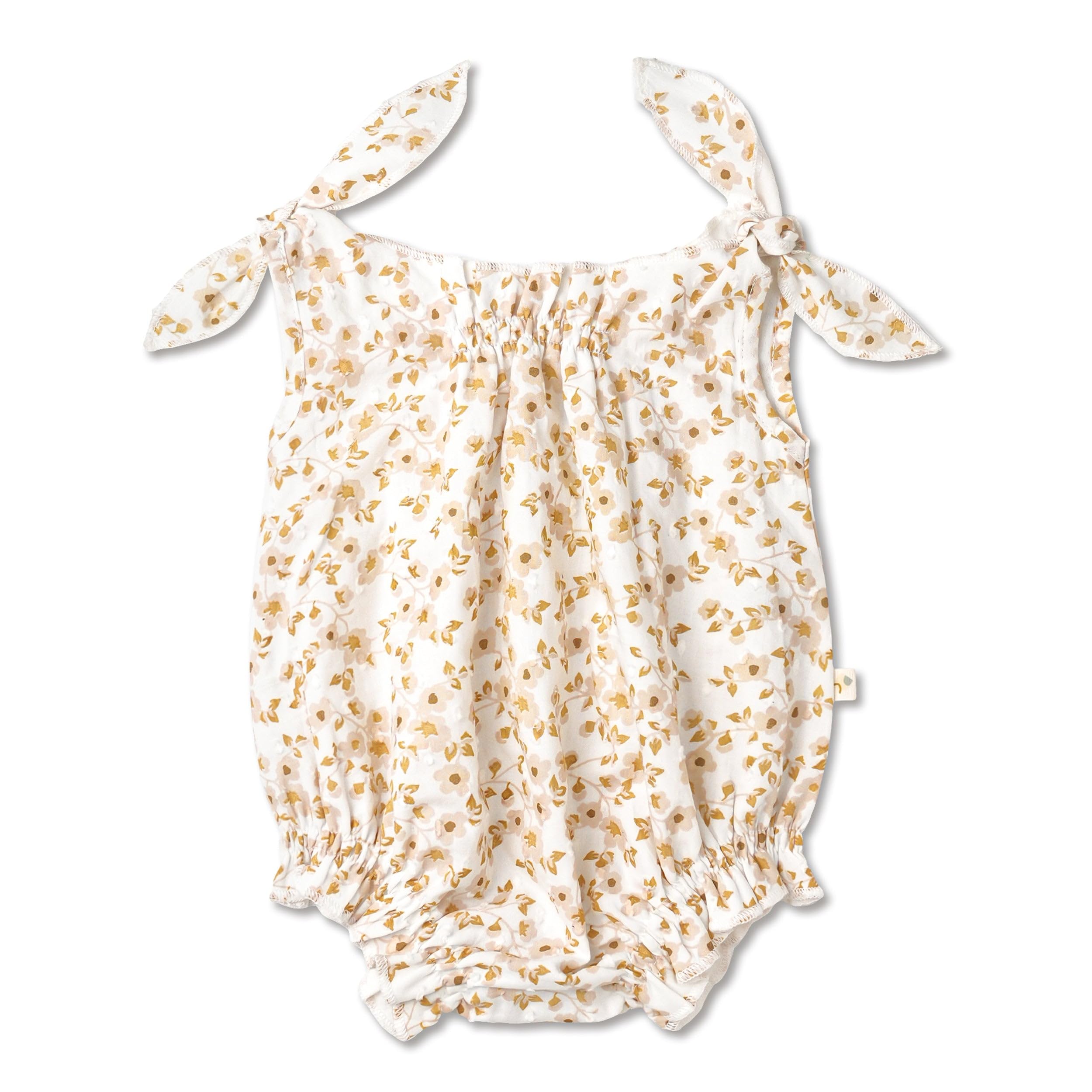 MakeMake Organics GOTS Certified Organic Cotton Baby Tie Shoulder Bubble Romper