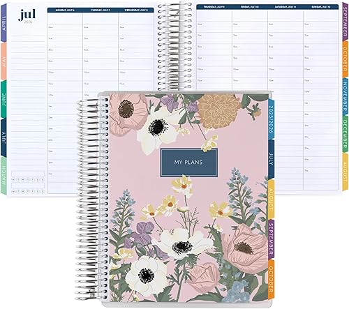 Planificador de vida en espiral platino de 7 x 9 pulgadas (julio de 2023 a diciembre de 2024), cubierta clásica de círculos abstractos + páginas