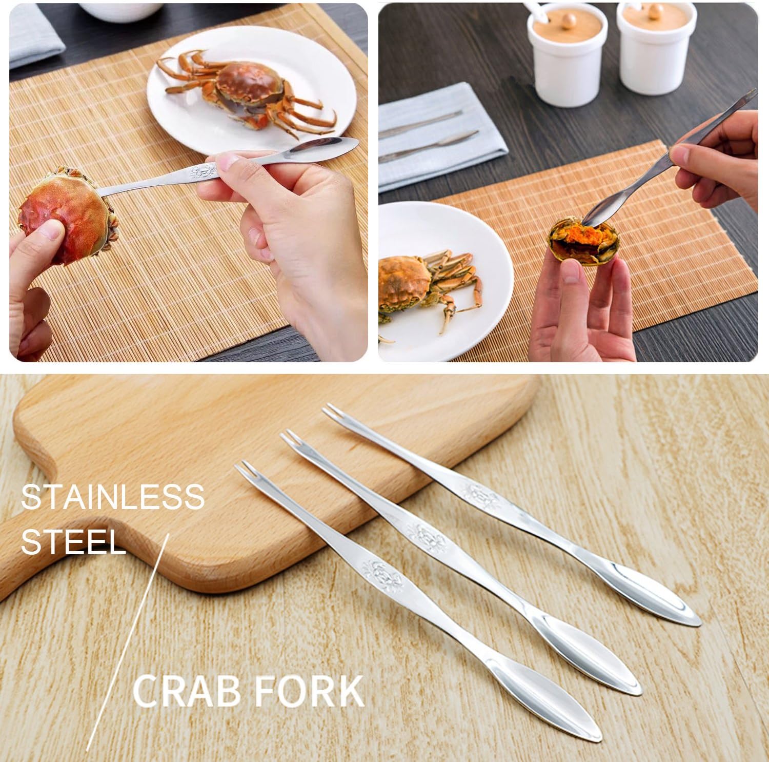 Best Utensils Seafood Tools Set Zinc Alloy Lobster Crab Cracker with 4 Seafood Forks/Picks Premium Seafood Cracker for Nut, Lobster, Crab, Crawfish, Prawns, Shrimp