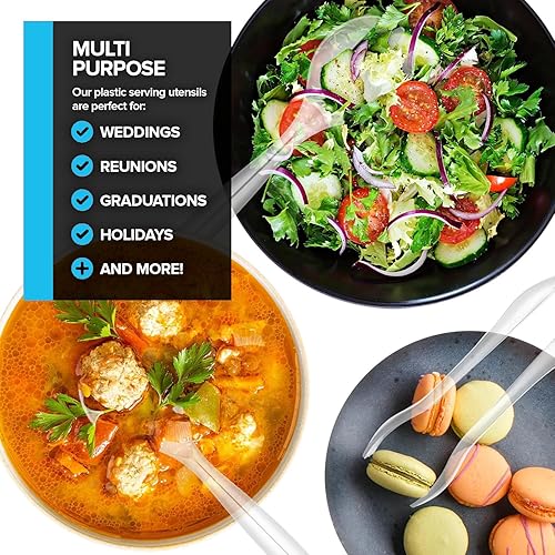 Miniatura 4 de Juego de 8  10 cucharas de plástico transparente para servir para eventos, reutilizables o desechables
