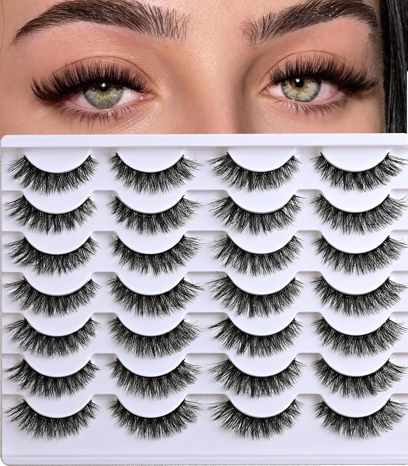 Wispy Lashes Natural False Eyelashes 14 Pairs Cat Eye Lashes Strips 9-14mm Fake Mink Lash Pack Wispies Strip Eyelash Short Small Fluffy Pestañas Postizas for Everyday Wear Wispy Lashes Natural False Eyelashes 14 Pairs Cat Eye Lashes Strips 9-14mm Fake Mink Lash Pack Wispies Strip Eyelash Short Small Fluffy Pestañas Postizas for Everyday Wear