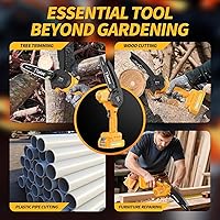 Vista 9 de Mini motosierra inalámbrica, motosierra eléctrica portátil de 6 pulgadas con 2 baterías, 2 cadenas, motosierra de mano pequeña a batería