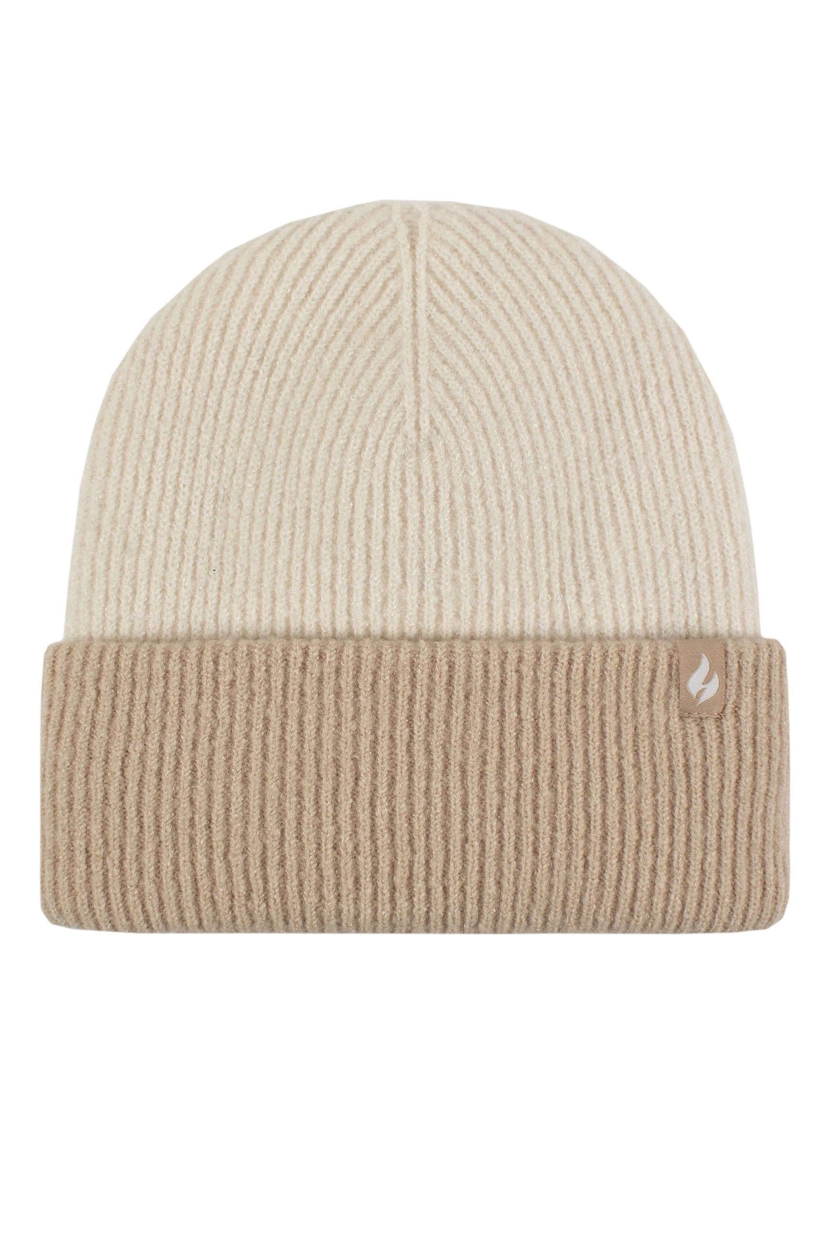 HEAT HOLDERS SOCKSHOP Women's Hat - 'Bavaria', Two Tone Stripe, Turn Over Hat, Thermal, Warm & Cosy, Outdoor, Walking 1 Pack One Size Cream