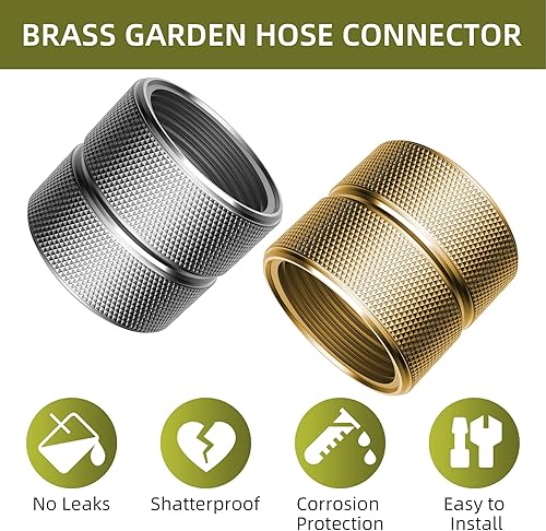 Miniatura 5 de iFealClear Adaptador de manguera de jardín de latón macizo, paquete de 2 conectores de manguera hembra de 34 pulgadas GHT hembra x 34 pulgadas GHT,